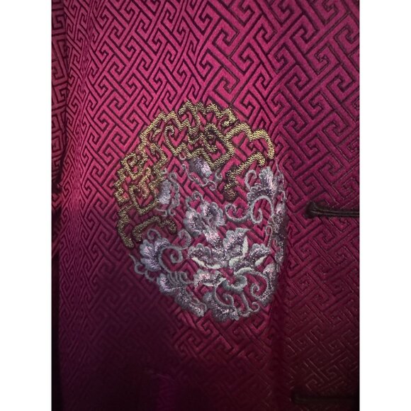Vintage Hui Ying Asian Mandarin Satin Brocade Embroidered Jacket L - Picture 3 of 11